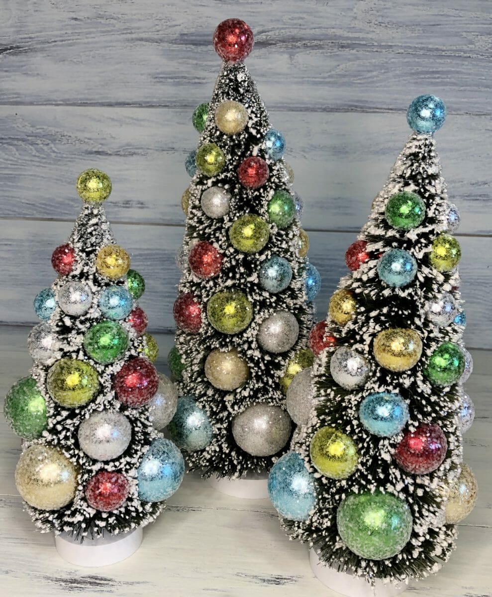 Traditional Bottle Brush Trees with Gold Glitter Set by Bethany Lowe