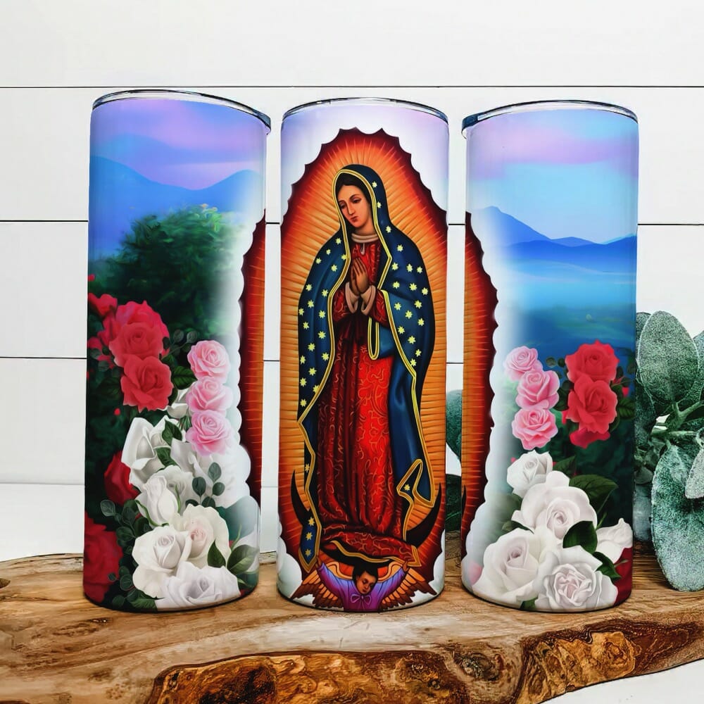 Nuestra Señora de Guadalupe 16oz Frosted Holographic Glass Tumbler Cup, Día  de la Virgen de Guadalupe 12 de Diciembre, Virgin Mary Cup