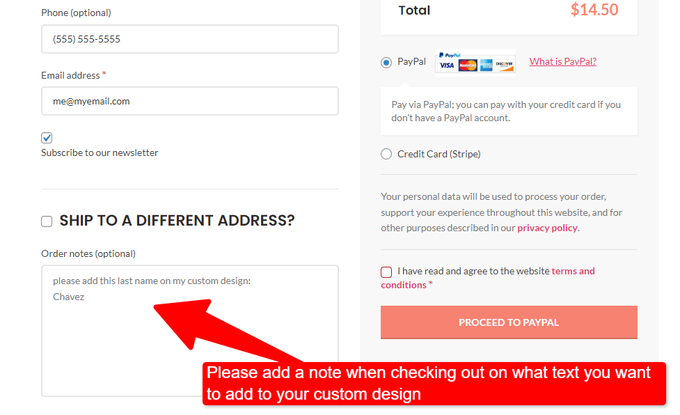 custom name instructions