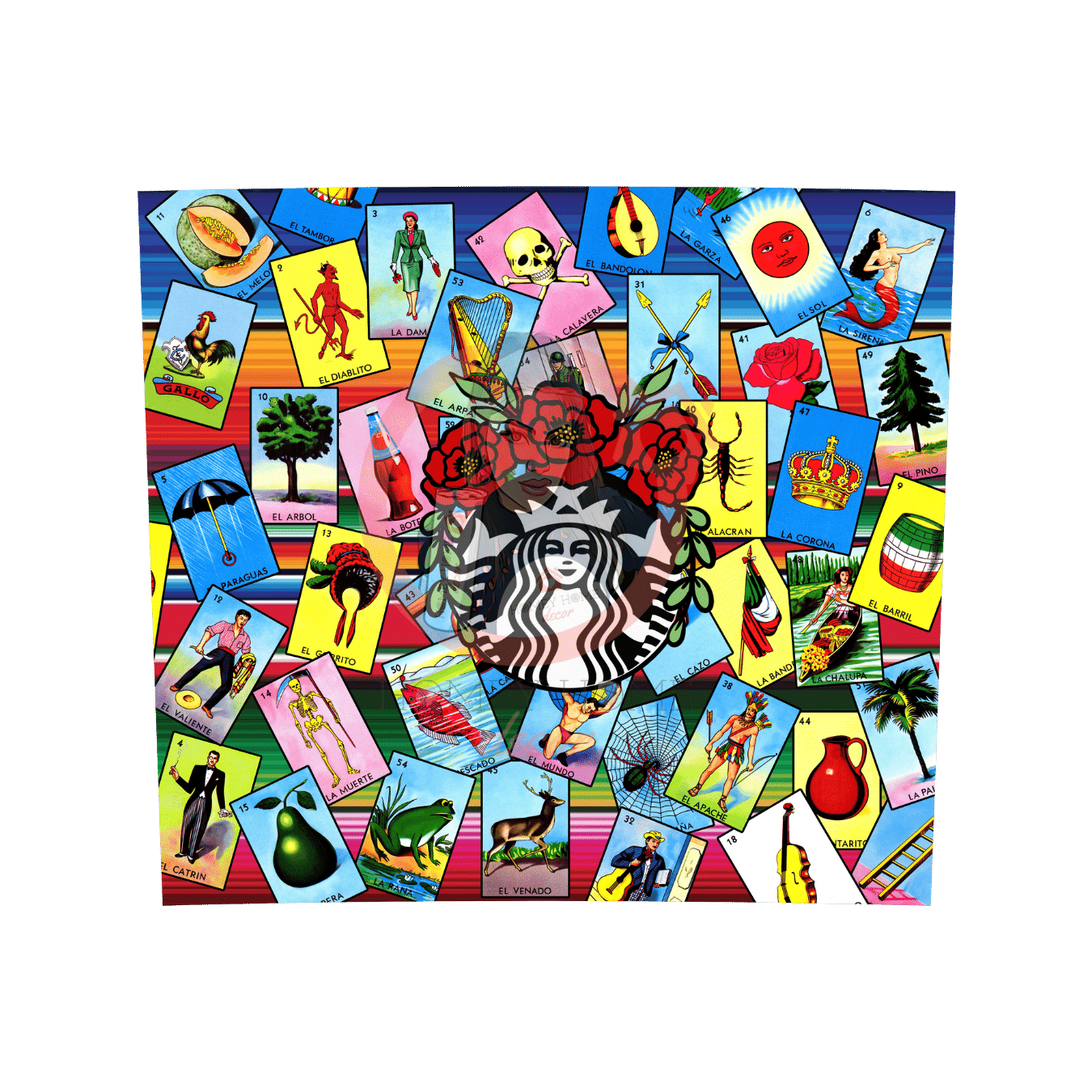 Untitled design - 2023-02-21T165554.222 Starbies Loteria Tumbler 20oz Sublimation Wrap - Image 1