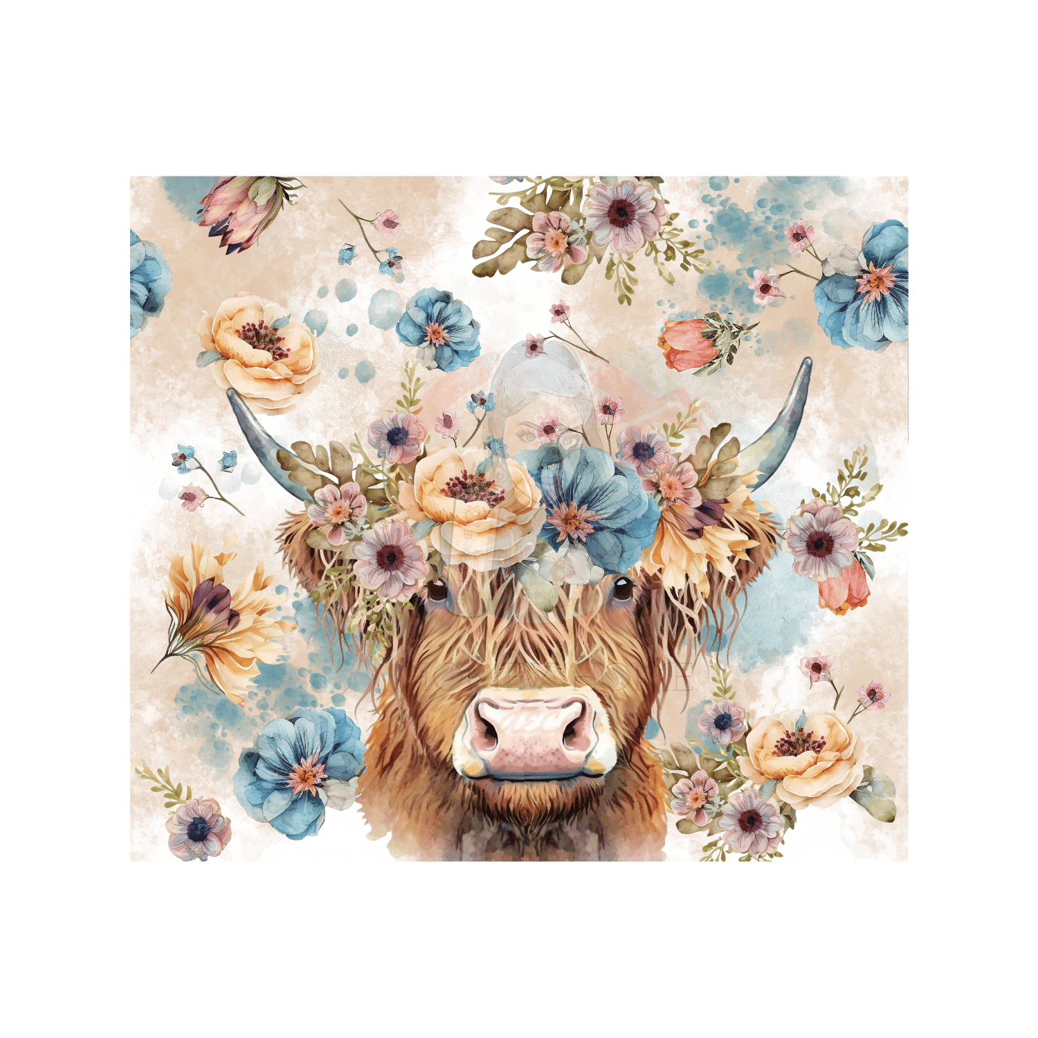 Untitled design - 2023-03-15T011433.904 Highland Cow Tumbler Sublimation Wrap 20oz - Image 1