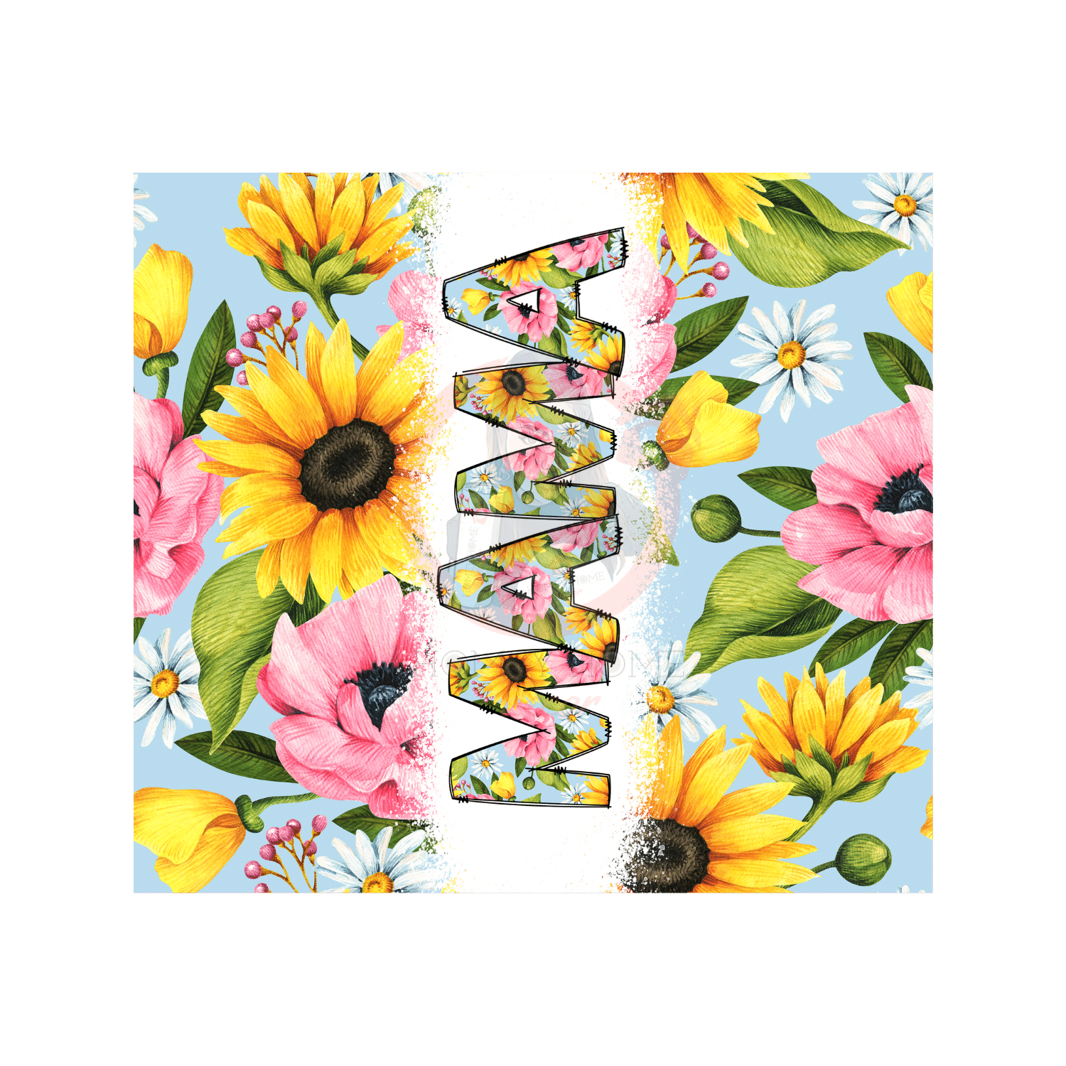 Untitled design - 2023-03-15T020028.590 Sun Flower Mama Tumbler Sublimation Wrap 20oz - Image 1