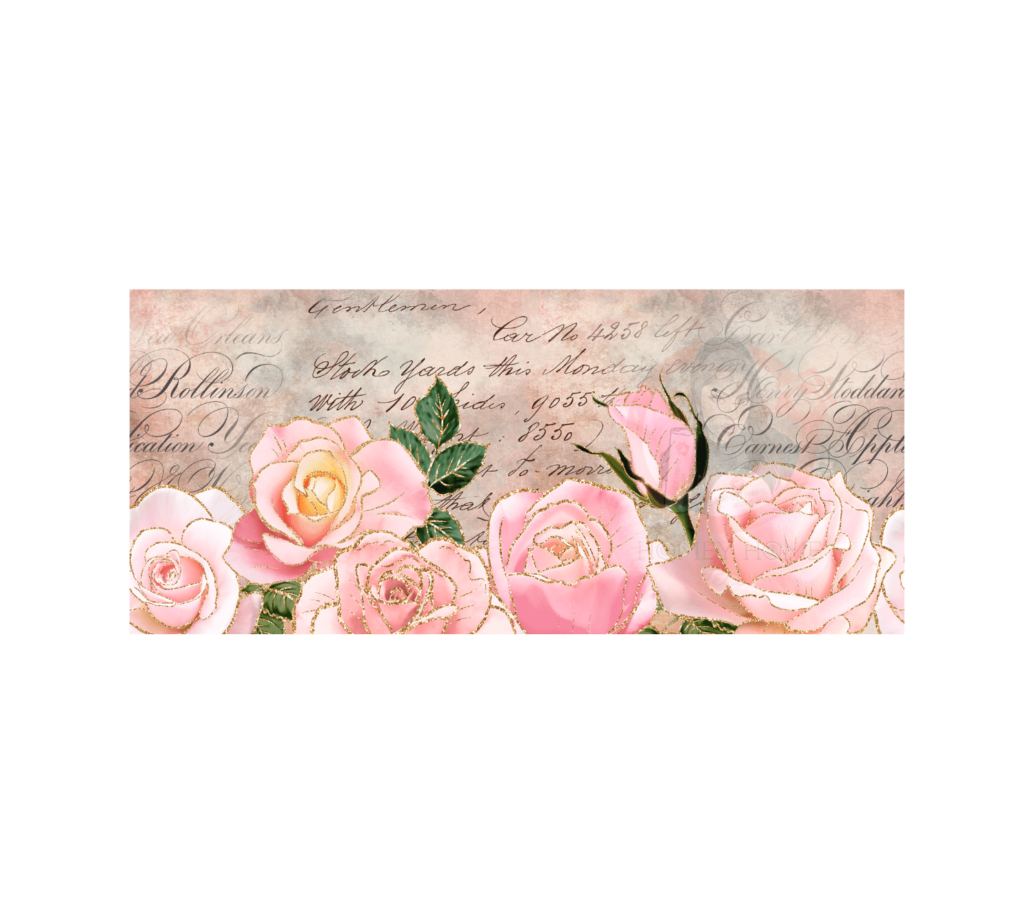 Untitled design - 2023-03-23T220743.939 Pink Roses Sublimation Mug Wrap - Image 1