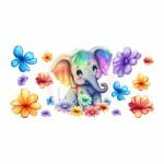 Cute Colorful Elephant Libbey Wrap Vinyl 16oz