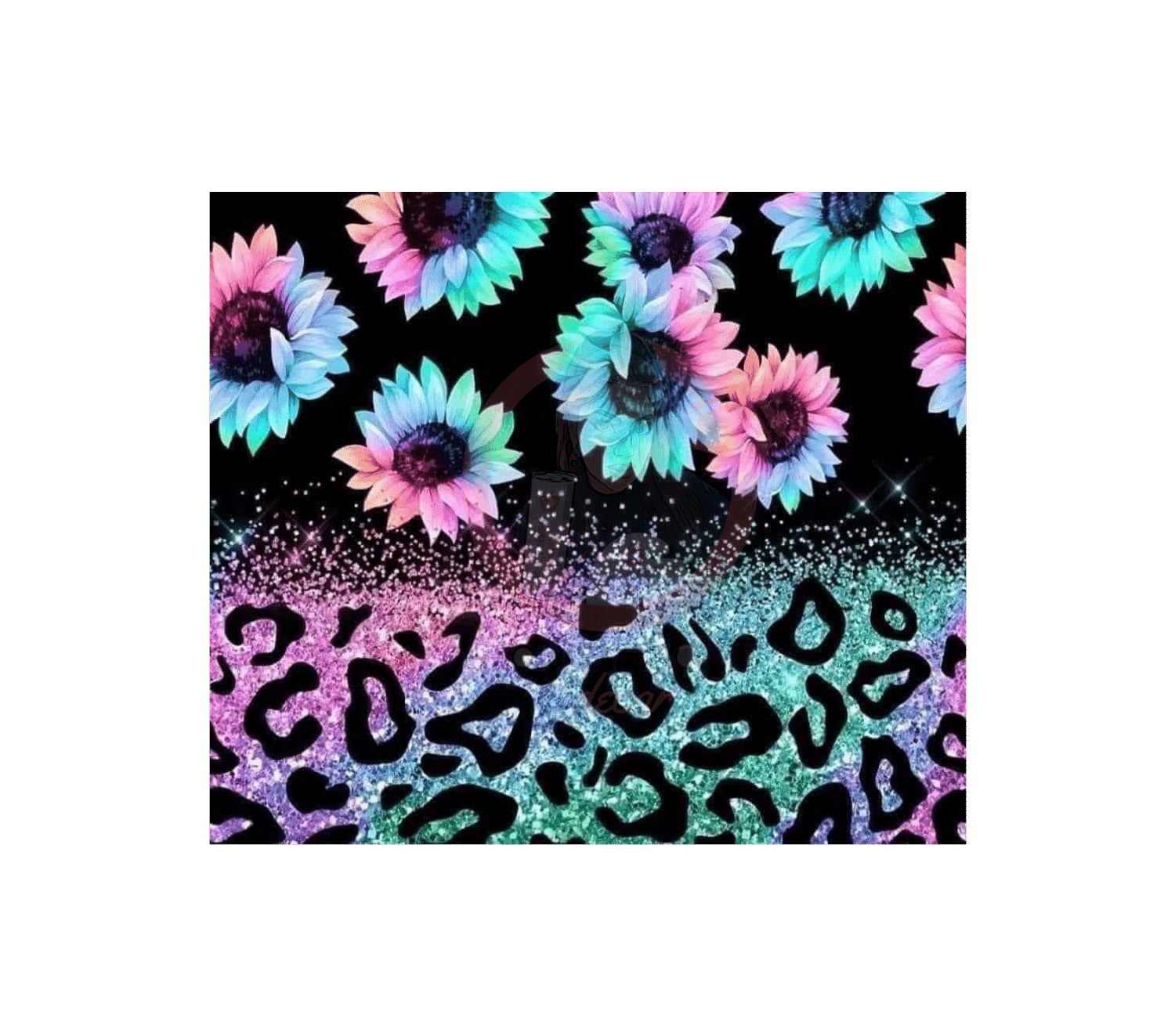 Untitled design - 2023-04-06T230412.364 Pastel Cheetah Sunflowers Sublimation Wrap 20oz - Image 1