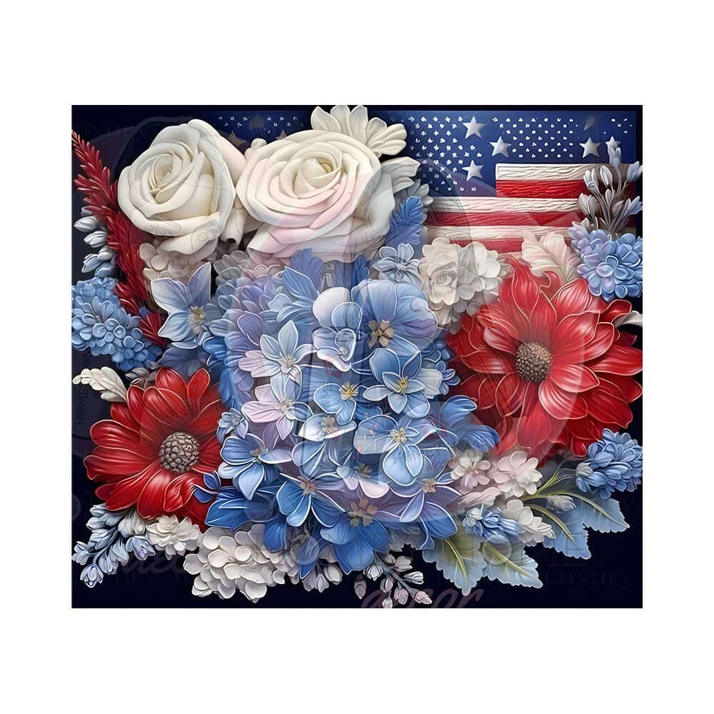 Flowers And Flag 02 Sub Wrap Flowers And Flag 02 Sublimation Tumbler Wrap 20oz - Image 1
