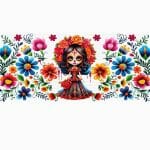 Floral Catrina 01 Sublimation Libbey Wrap 16oz