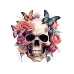 Floral Skull & Butterflies 02 UVDTF Decal