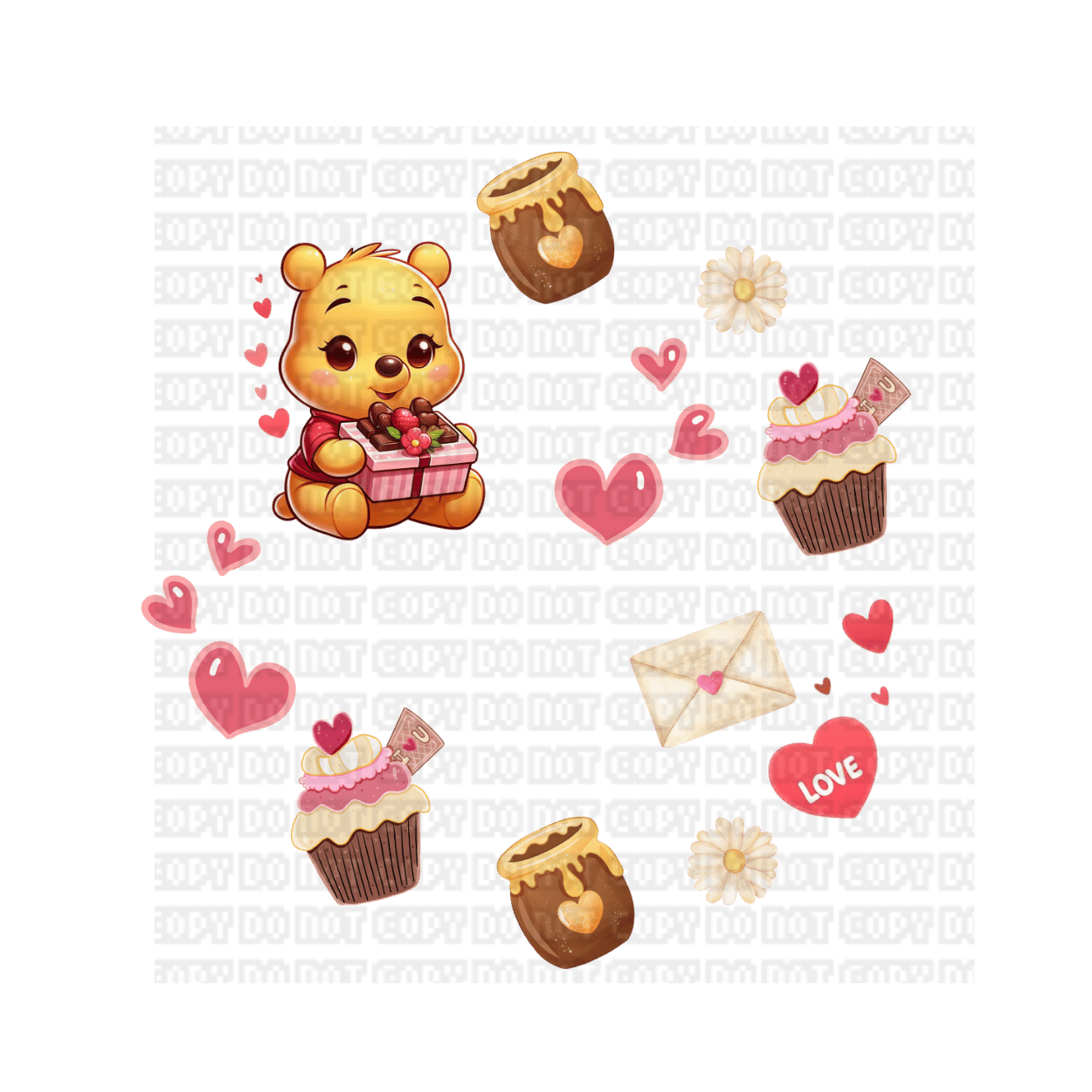 $15 LIBBEY CUP WITH UVDTF WRAP (70) Osito Valentines UV Lid Decal - Image 1