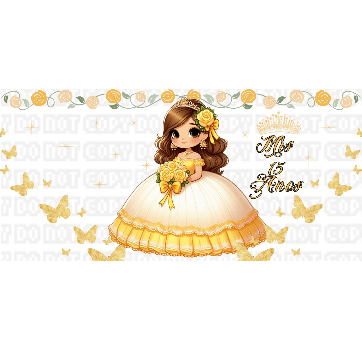 $15 LIBBEY CUP WITH UVDTF WRAP - 2024-01-26T173524.040 Mis Xv Anos (yellow) Libbey Wrap - Image 1