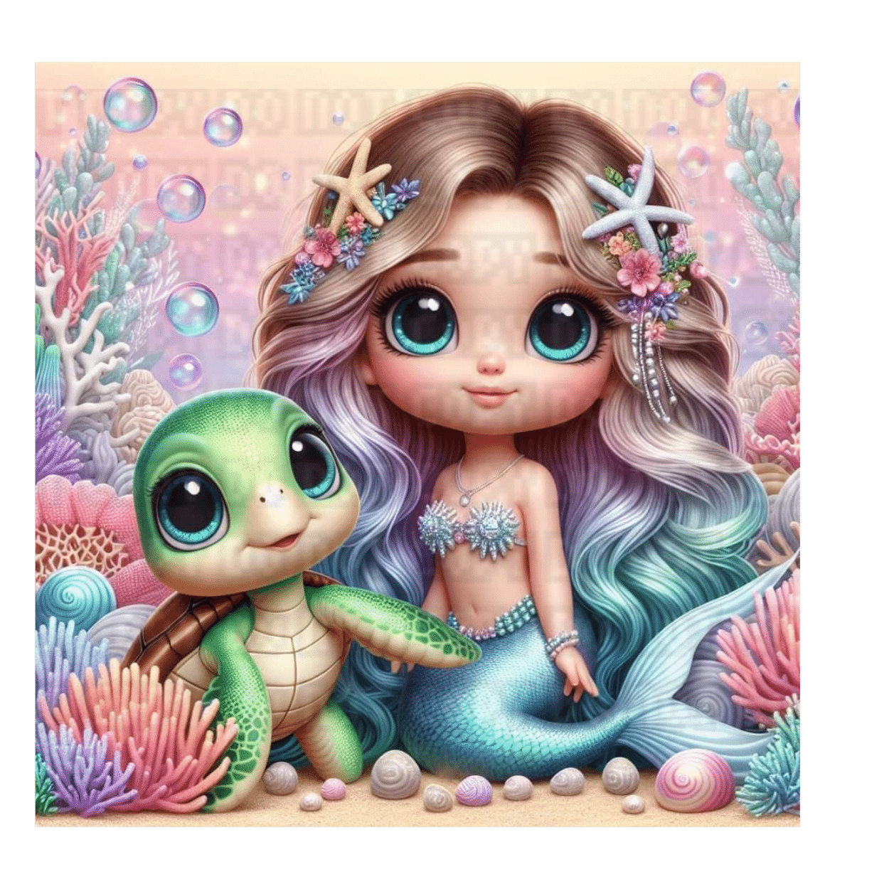 sea turtle mermaid Sea Turtle Mermaid Tumbler Wrap - Image 1