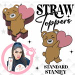 Bear Heart 3D Printed Straw Topper