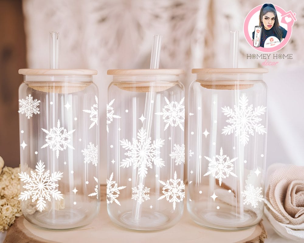 Digital Download (52) White Snowflakes Libbey Wrap - Image 1