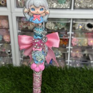Blue Bunny Girl Beaded Pen