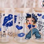 Betty Blue Bandana Cup with UVDTF with 3D topper