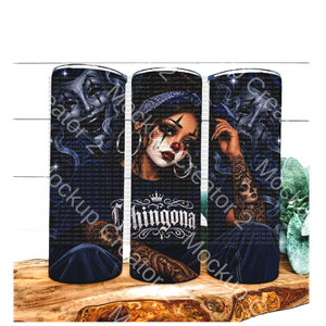 Tattooed Chola Blue Sublimation Tumbler